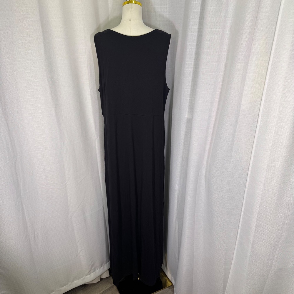 NWOT Talbots Maxi Jersey Dress 2X Black V-Neck Ruched‎ Empire Waist Sleeveless - Picture 2 of 12